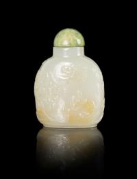 A Carved White Jade Snuff Bottle