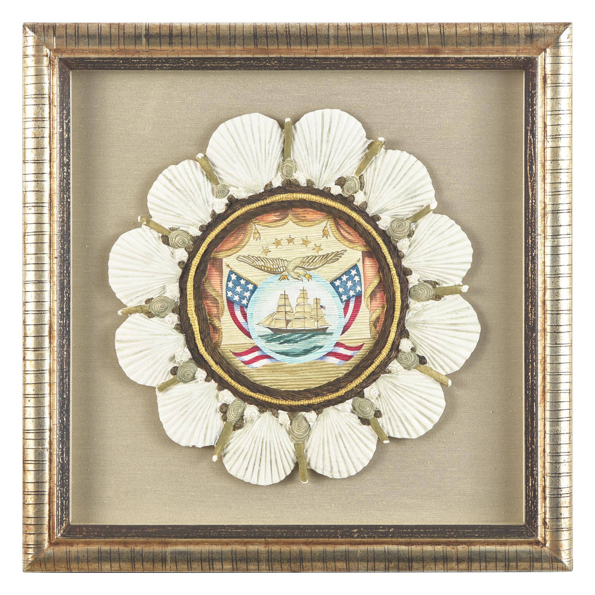Mellie Cooper (b. 1949), A Patriotic Vignette with A Three Masted Ship