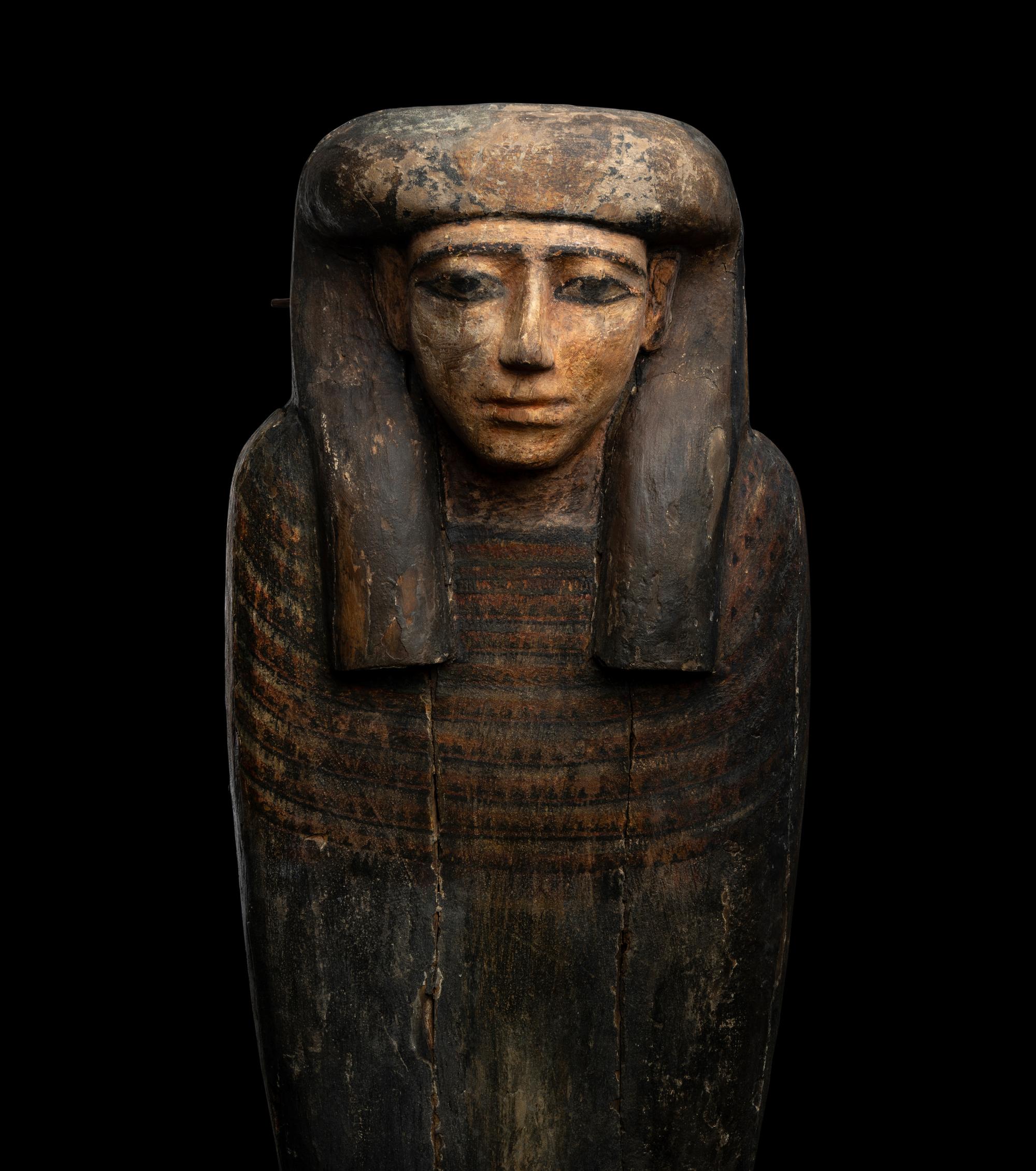 An Egyptian Painted Wood Anthropoid Coffin