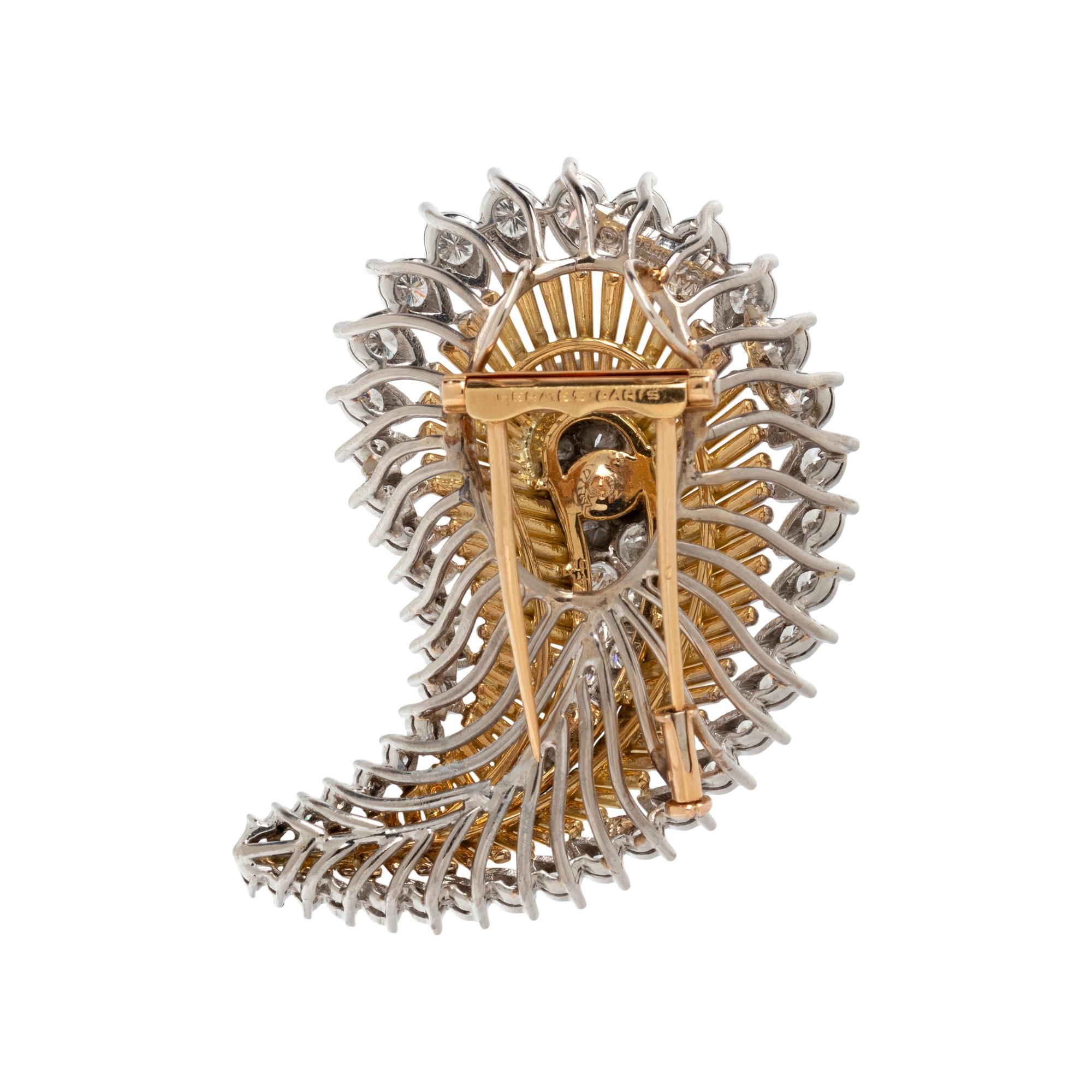 HERMÈS, DIAMOND AND YELLOW GOLD BROOCH