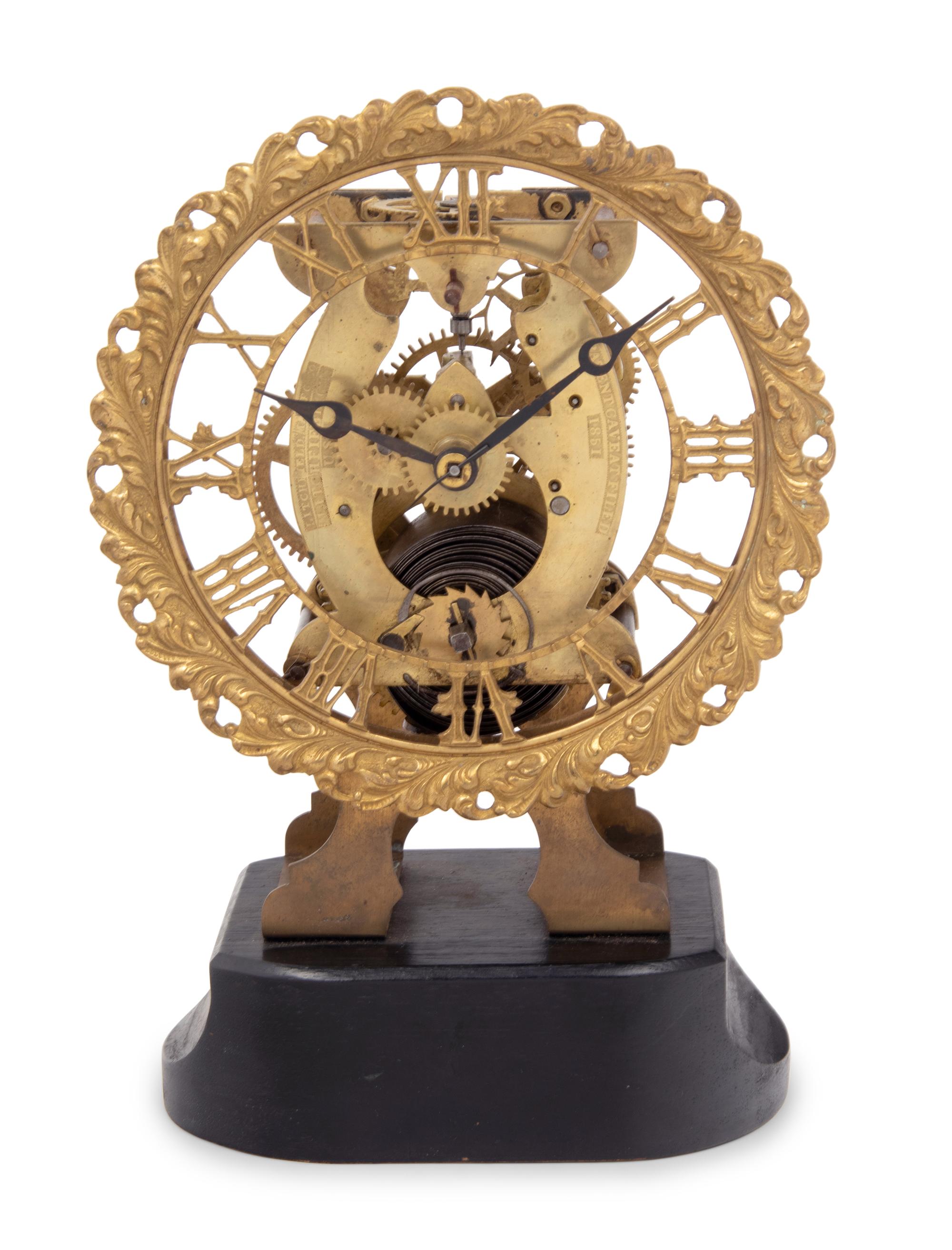An American Brass Skeleton Clock