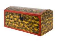 A Large Dome-Top Smoke Decorated Poplar Storage Box