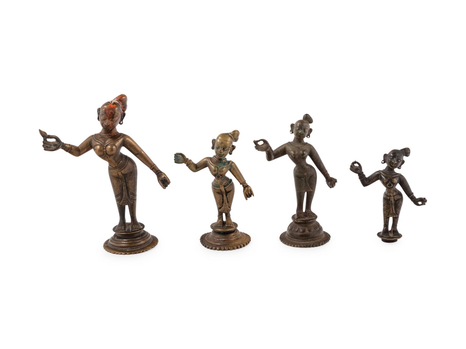 Four Indian Bronze Figures of Dancing Deities
