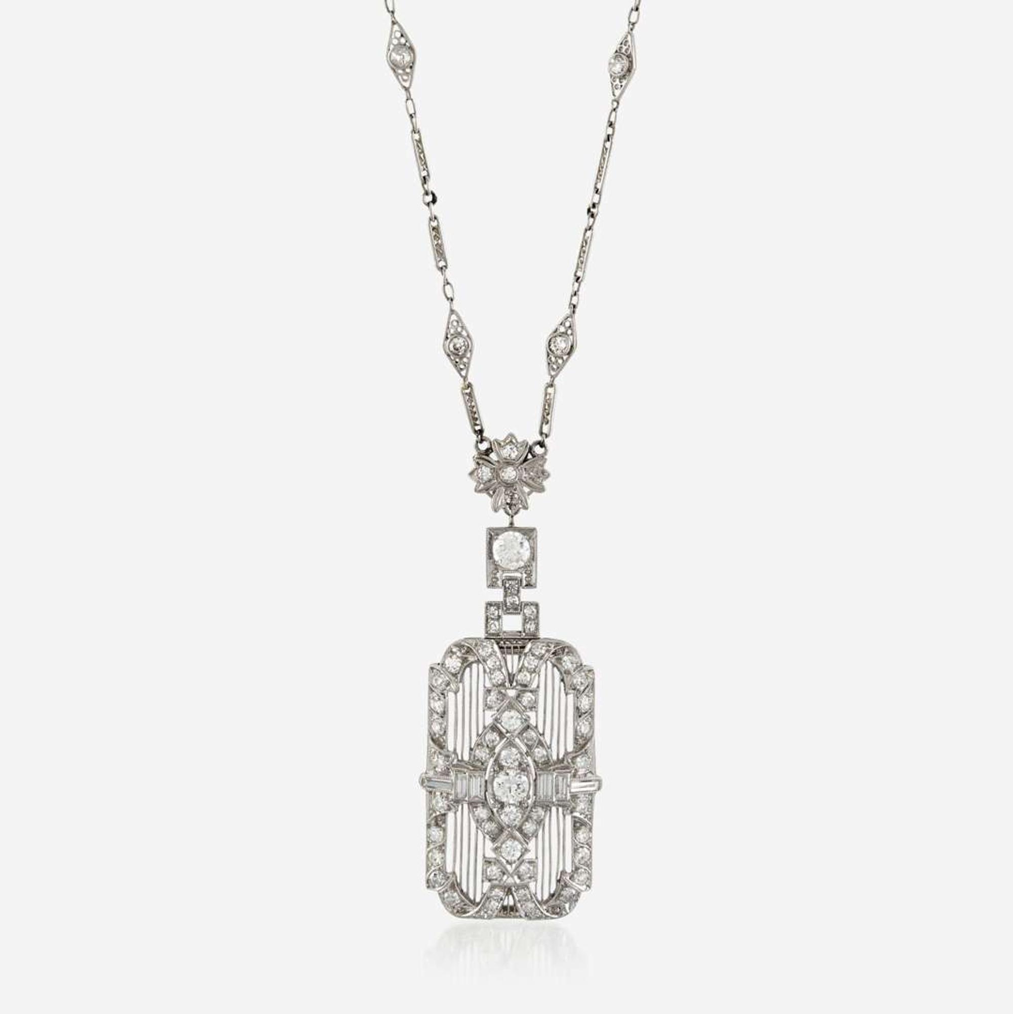 An Art Deco diamond and platinum necklace