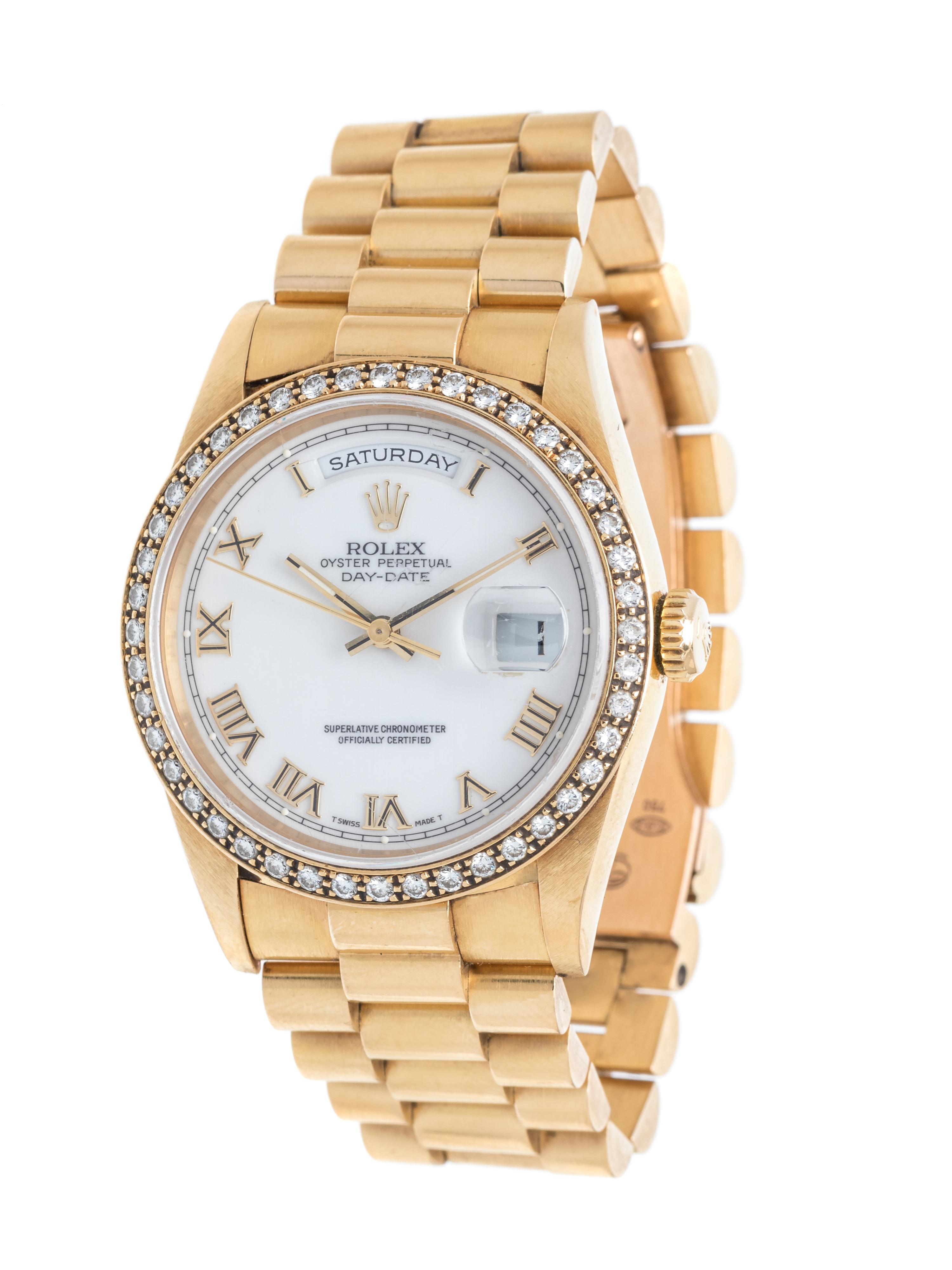 ROLEX, 18K YELLOW GOLD AND DIAMOND REF. 18238 'OYSTER PERPETUAL DAY-DATE' WRISTWATCH, CIRCA 1995