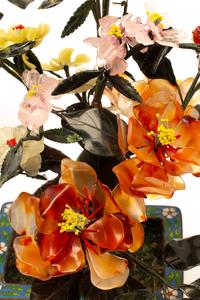 Two Pairs of Chinese Hardstone Trees with Cloisonne Bases