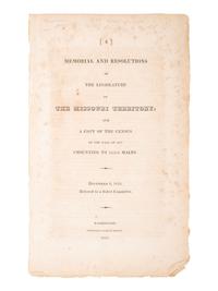 [WESTERN AMERICANA]. Memorial and Resolutions of the Legislature of the Missouri Territory... .