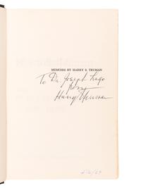 TRUMAN, Harry S. (1884–1972). [Memoirs:] Year of Decision. --Years of Trial and Hope . Garden City, New York: Doubleday & Company, Inc., 1955–56.