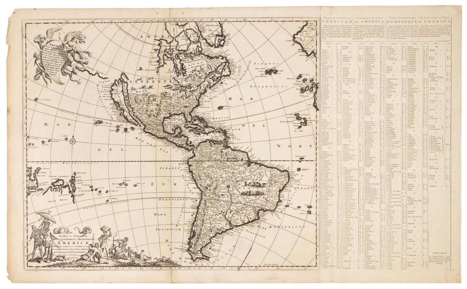 WIT, Frederick de (1629/30-1706). Novissima et Accuratissima Septentrionalis ac Meridionalis Americae Descriptio. Amsteram, ca 1680.