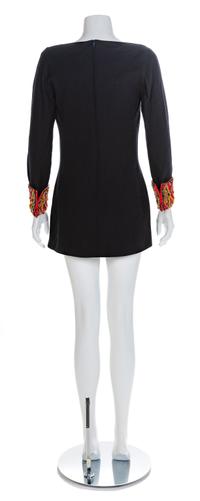 Atelier Versace Black Dress with Beaded Red Cuffs, 1990s No size label