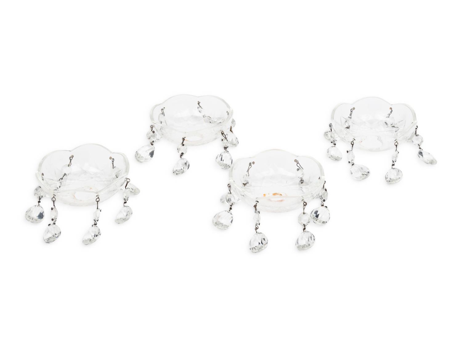 A Pair of Silver-Plate and Cut Glass Two-Light Sconces