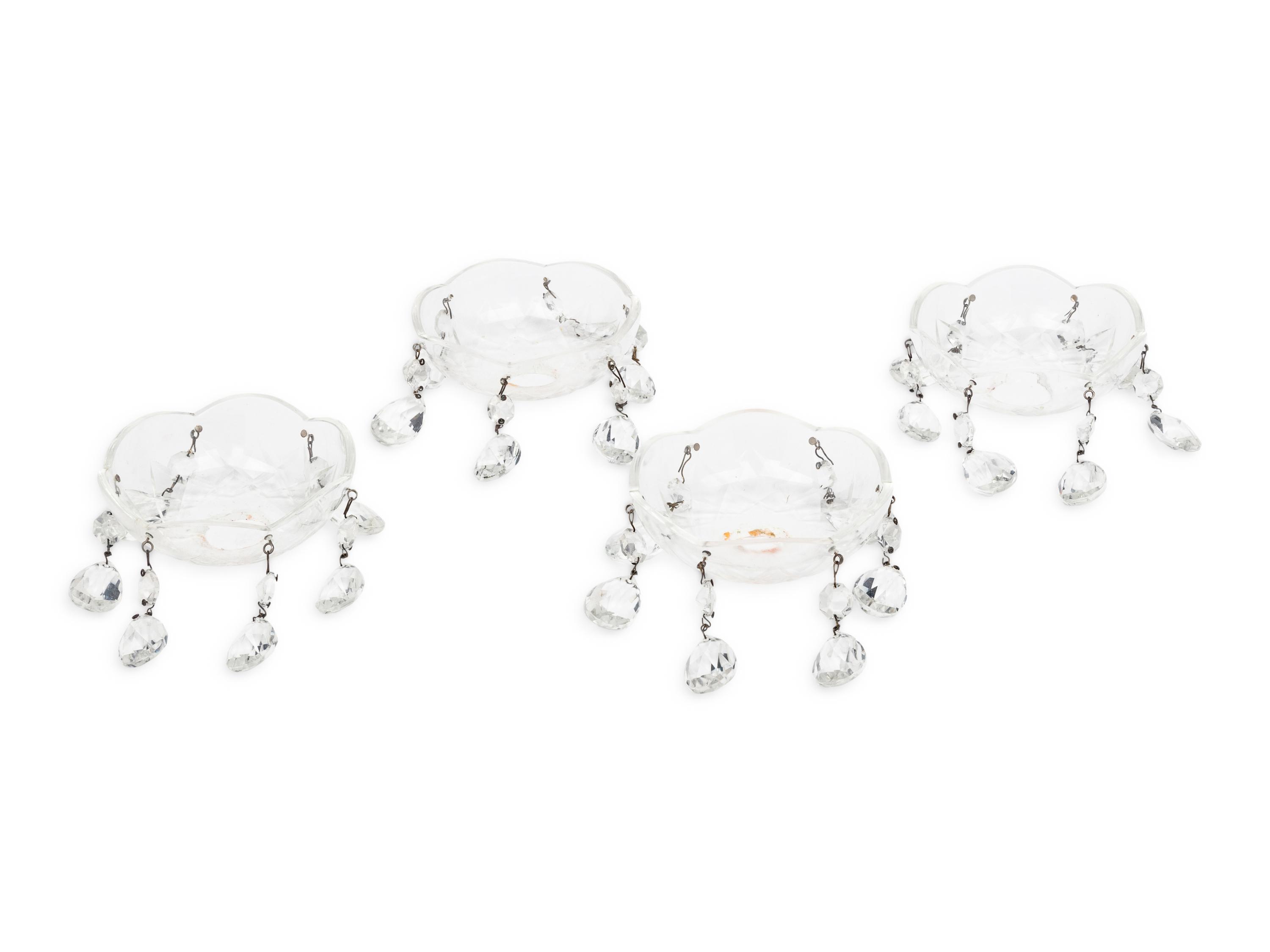 A Pair of Silver-Plate and Cut Glass Two-Light Sconces