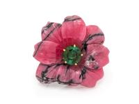 An 18 Karat Yellow Gold, Rhodonite and Green Tourmaline Brooch, Paloma Picasso for Tiffany & Co., Circa 1983,