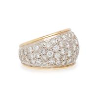 PAVÉ DIAMOND AND BICOLOR GOLD RING AND EARRINGS