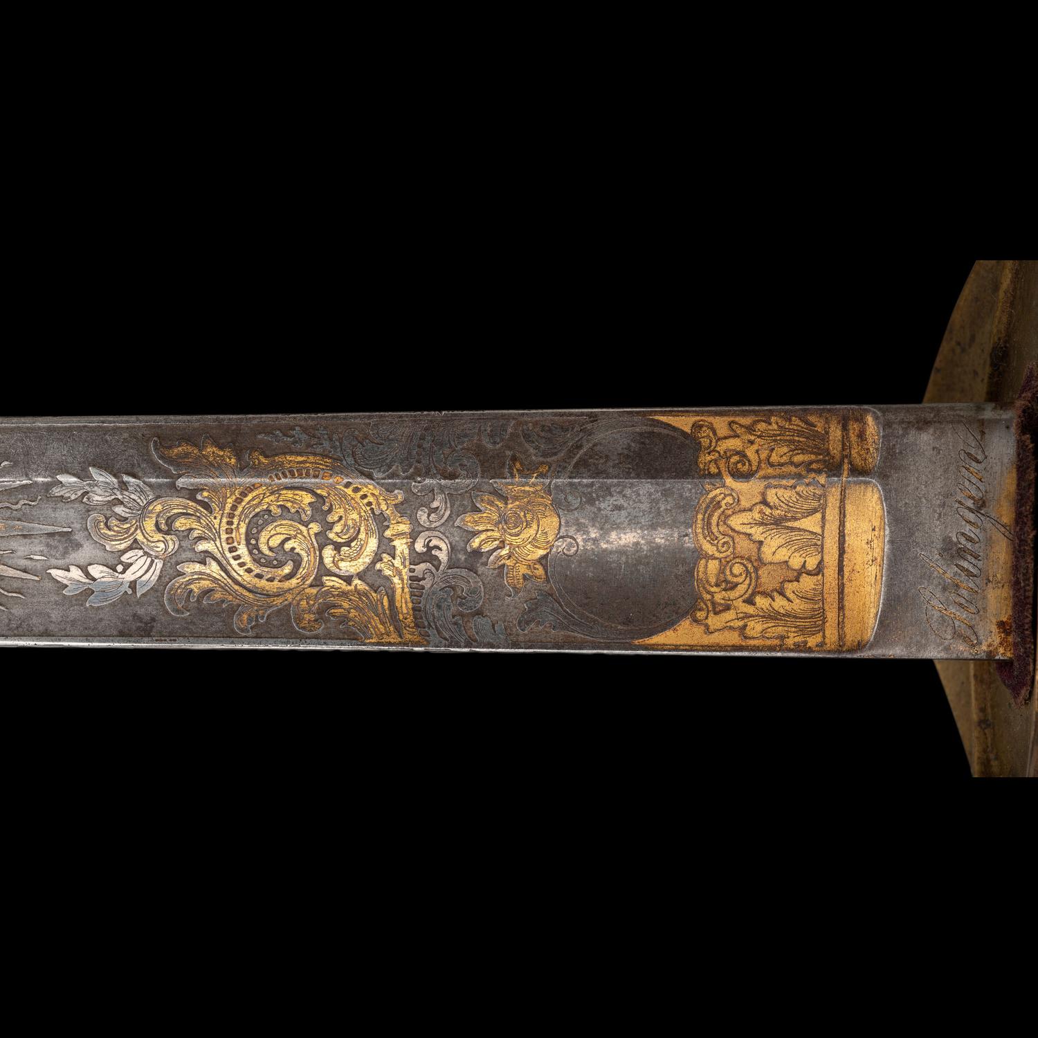 Cased Damascus Bladed Import 1850 Staff & Field Officers Sword Presented to Capt. (Major) William Wood - 9th NY Heavy Artillery with Belt and Sash