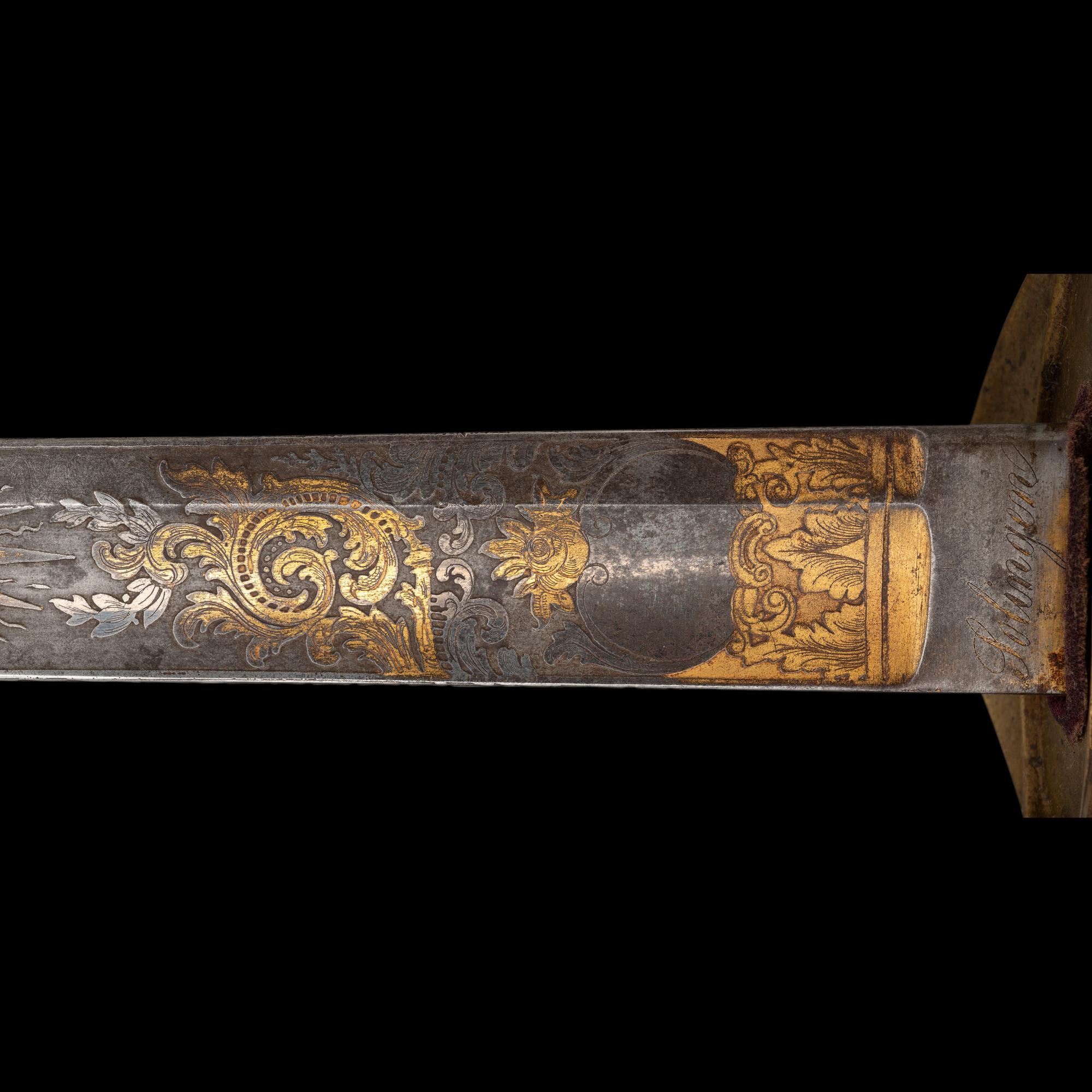 Cased Damascus Bladed Import 1850 Staff & Field Officers Sword Presented to Capt. (Major) William Wood - 9th NY Heavy Artillery with Belt and Sash