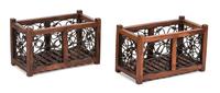 A Pair of Wrought Iron and Wood Racks Height 13 x width 21 inches. — 20TH CENTURY