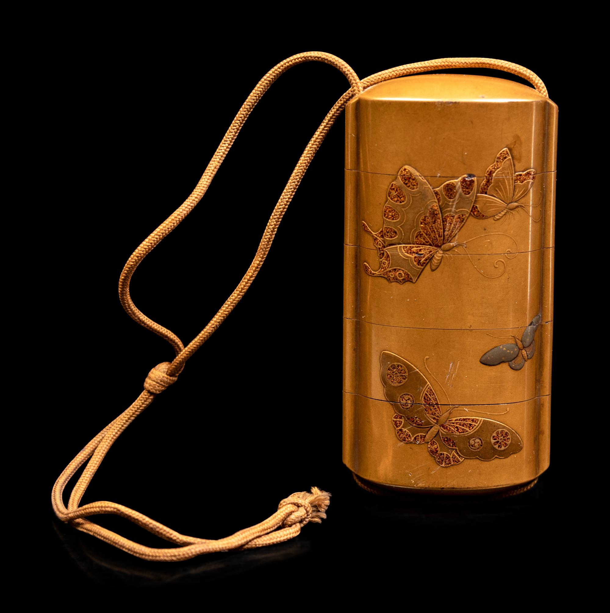 A Gold Lacquer Four-Case Inro