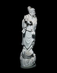 A Chinese Blanc-de-Chine Porcelain Figure of an Official