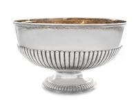 A Victorian Silver Center Bowl, Atkins Bros., Sheffield, 1894, the bowl with a fluted band, raised on a flared foot with a fluted rim.