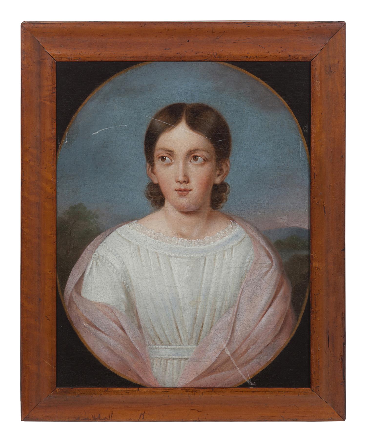 American School 19th Century, A Pair of Portraits: A Boy and Girl