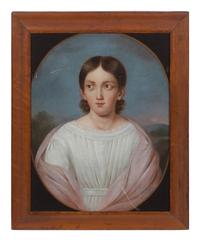 American School 19th Century, A Pair of Portraits: A Boy and Girl