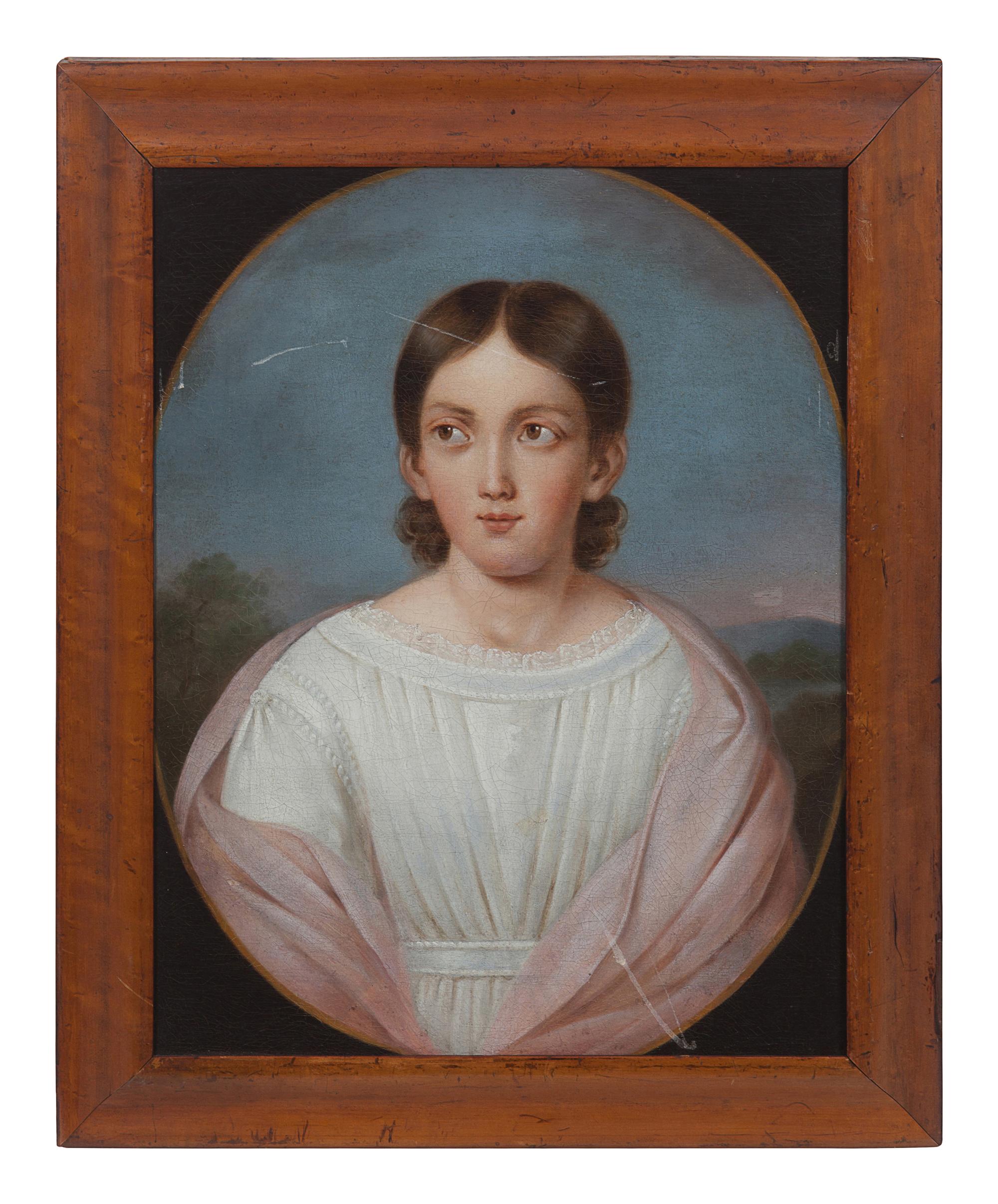 American School 19th Century, A Pair of Portraits: A Boy and Girl
