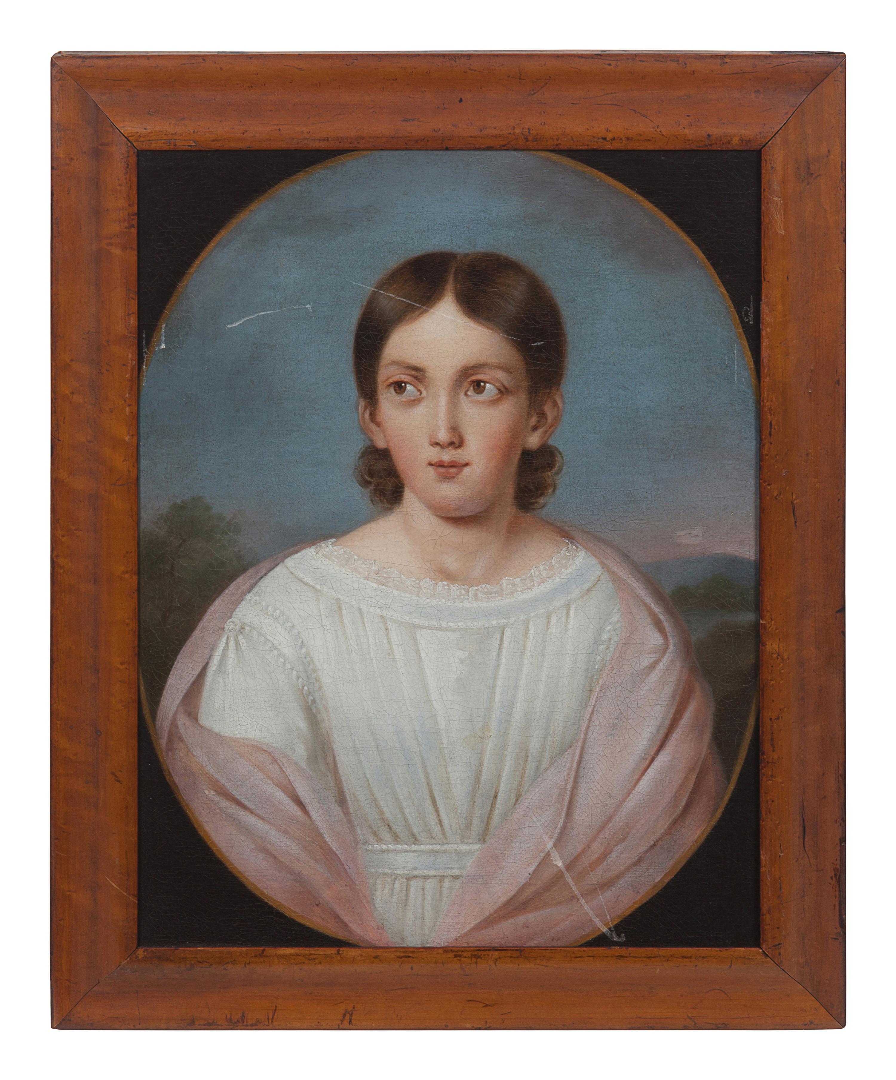 American School 19th Century, A Pair of Portraits: A Boy and Girl
