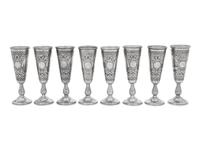 A Set of Eight Russian Niello Silver Cordials