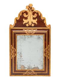 A Continental Parcel Gilt Burl Walnut Mirror
