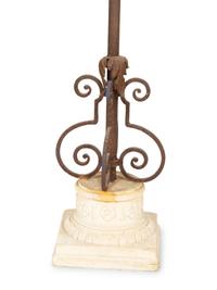 A Pair of Gilt Metal Gondola Style Floor Lamps