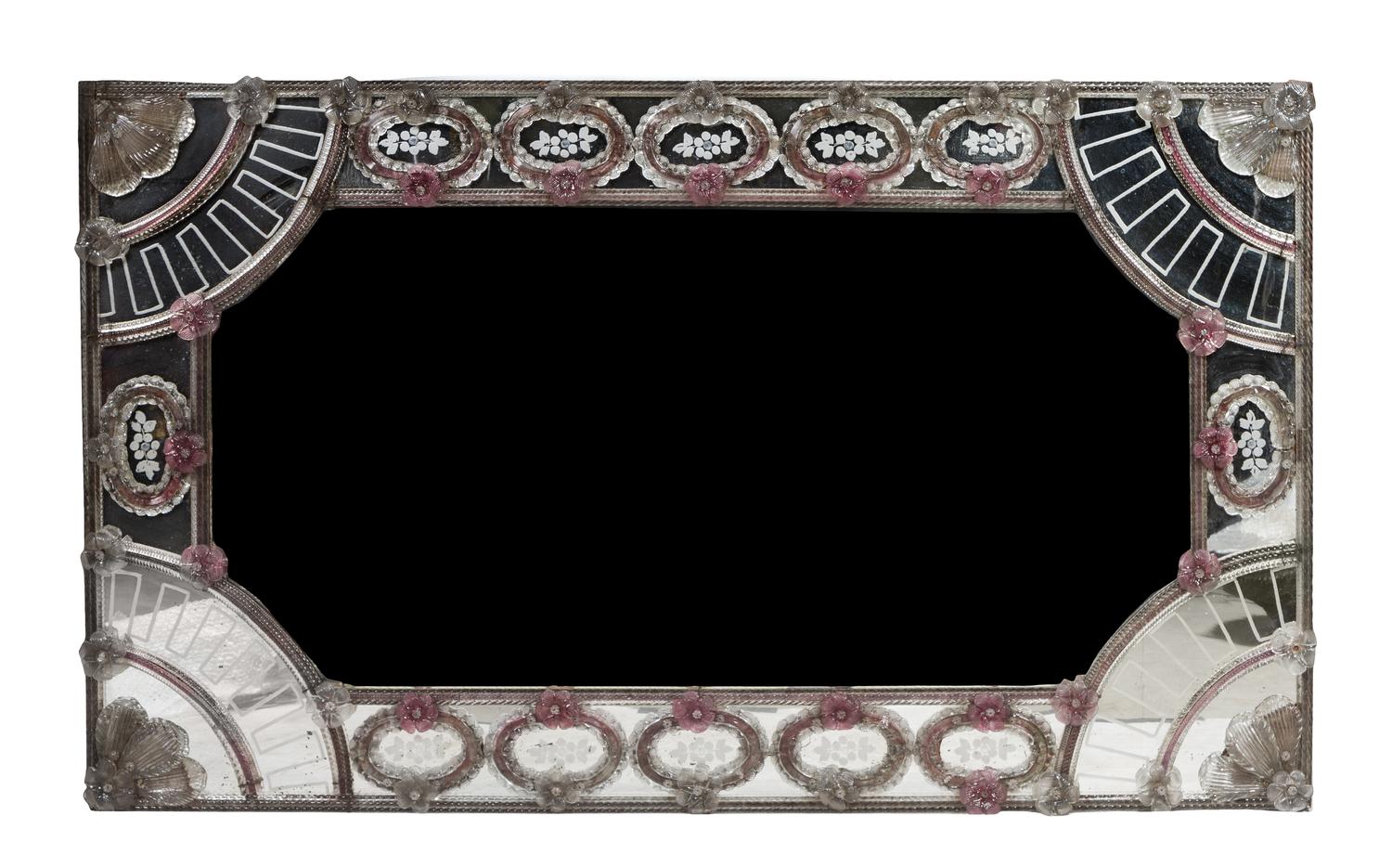 Venetian Glass Mirror Height 59 1/2 x width 36 inches. — LATE 19TH/EARLY 20TH CENTURY