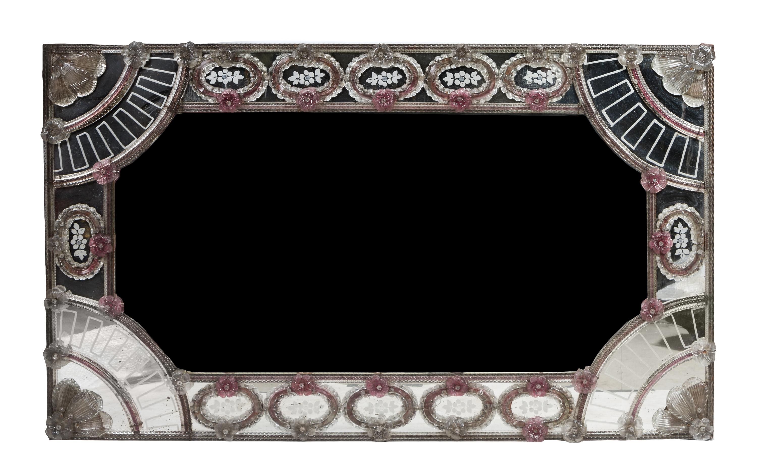Venetian Glass Mirror Height 59 1/2 x width 36 inches. — LATE 19TH/EARLY 20TH CENTURY