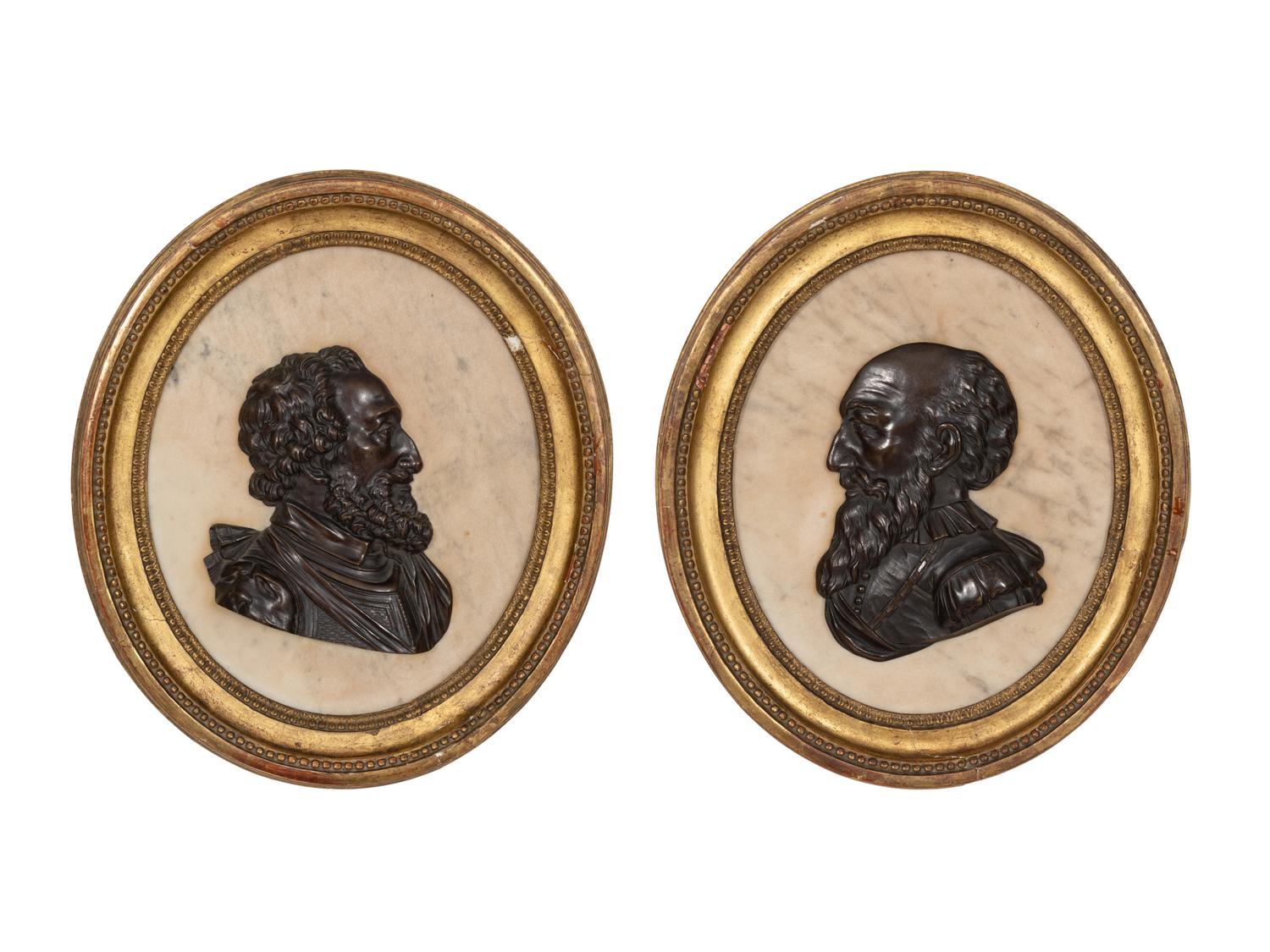 A Pair of Bronze Profile Medallions Depicting Henry IV and The Duke of Sully