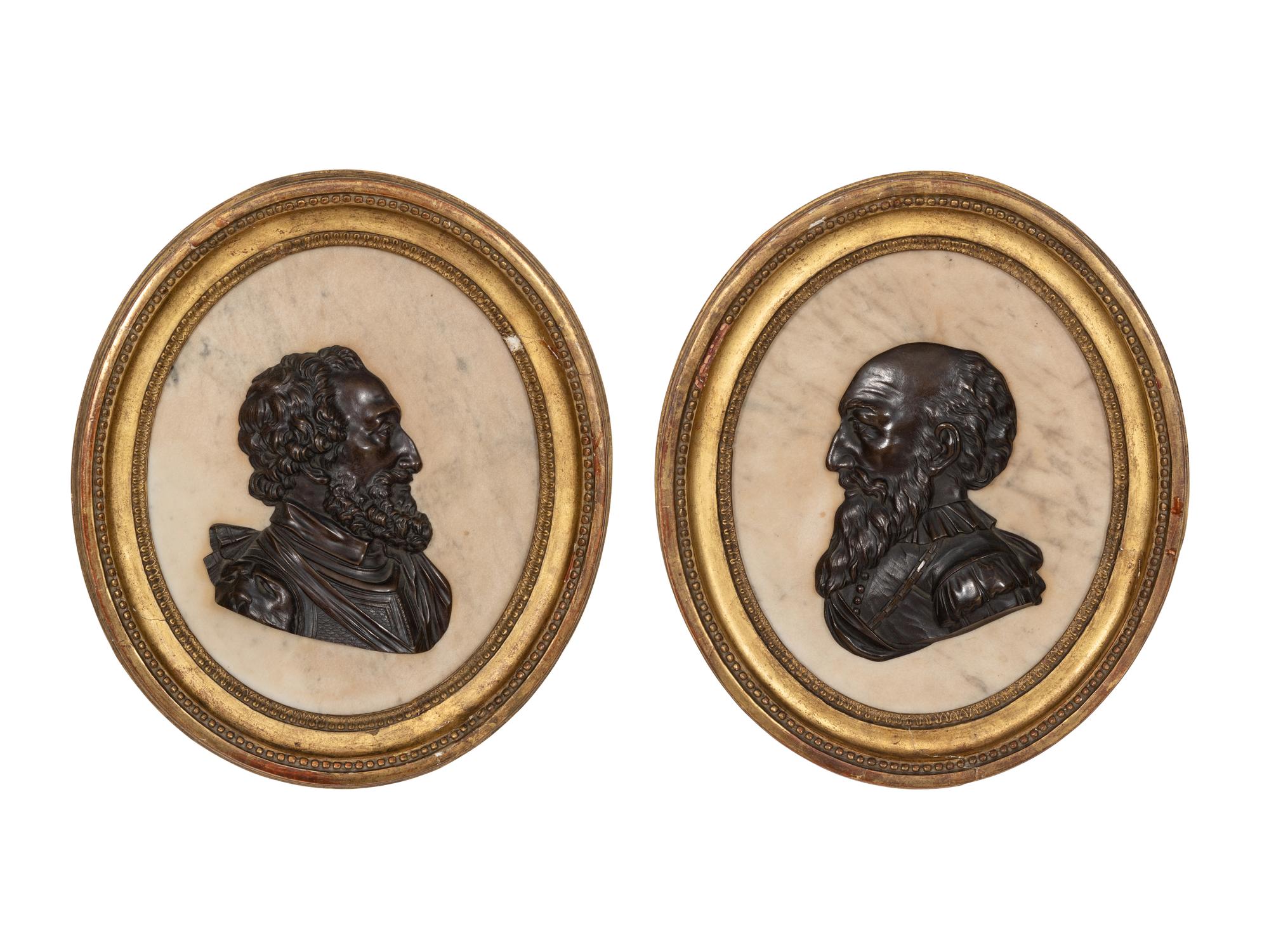 A Pair of Bronze Profile Medallions Depicting Henry IV and The Duke of Sully