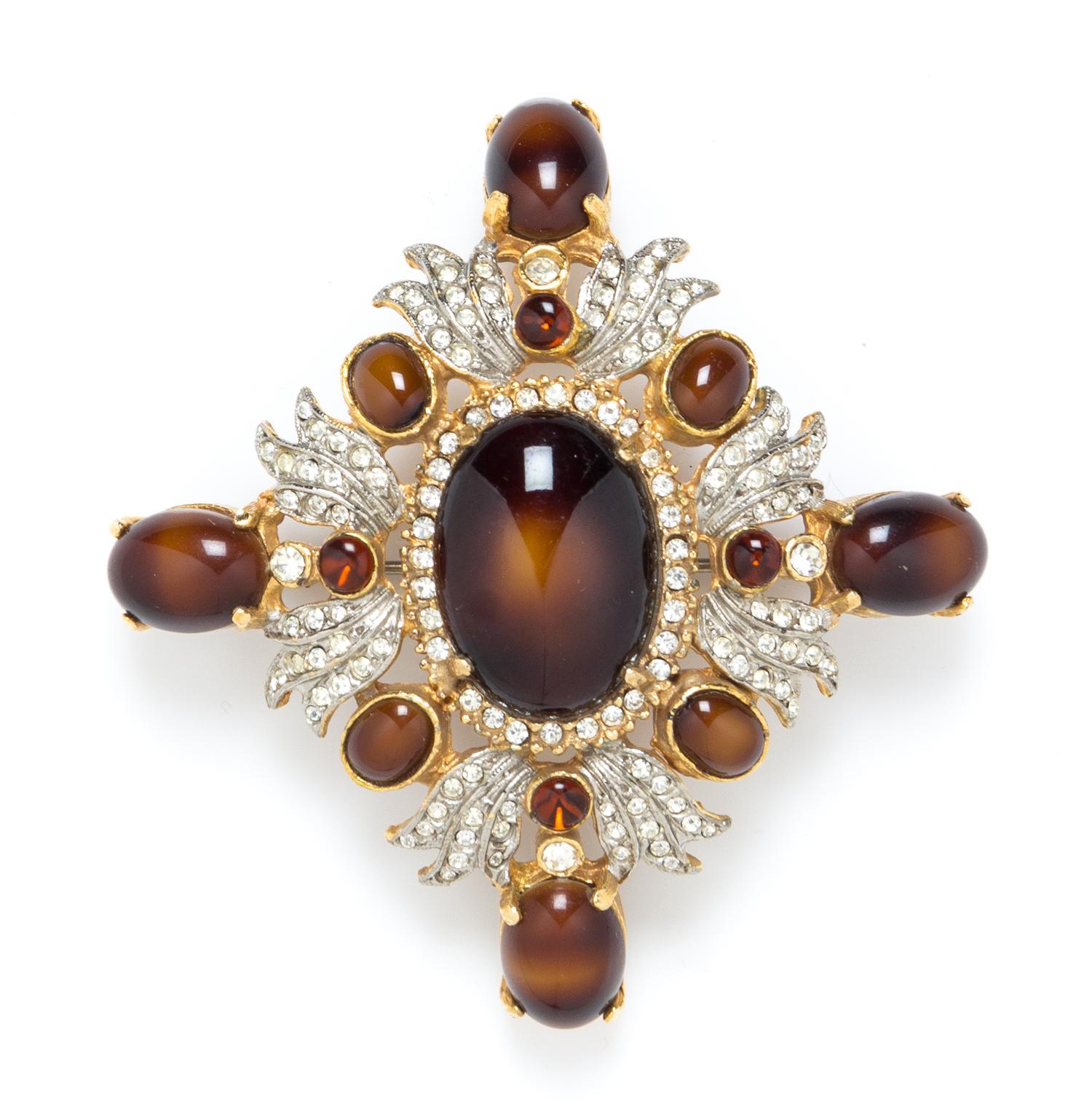 A Kenneth Jay Lane Rhinestone Brooch, 3" x 3".