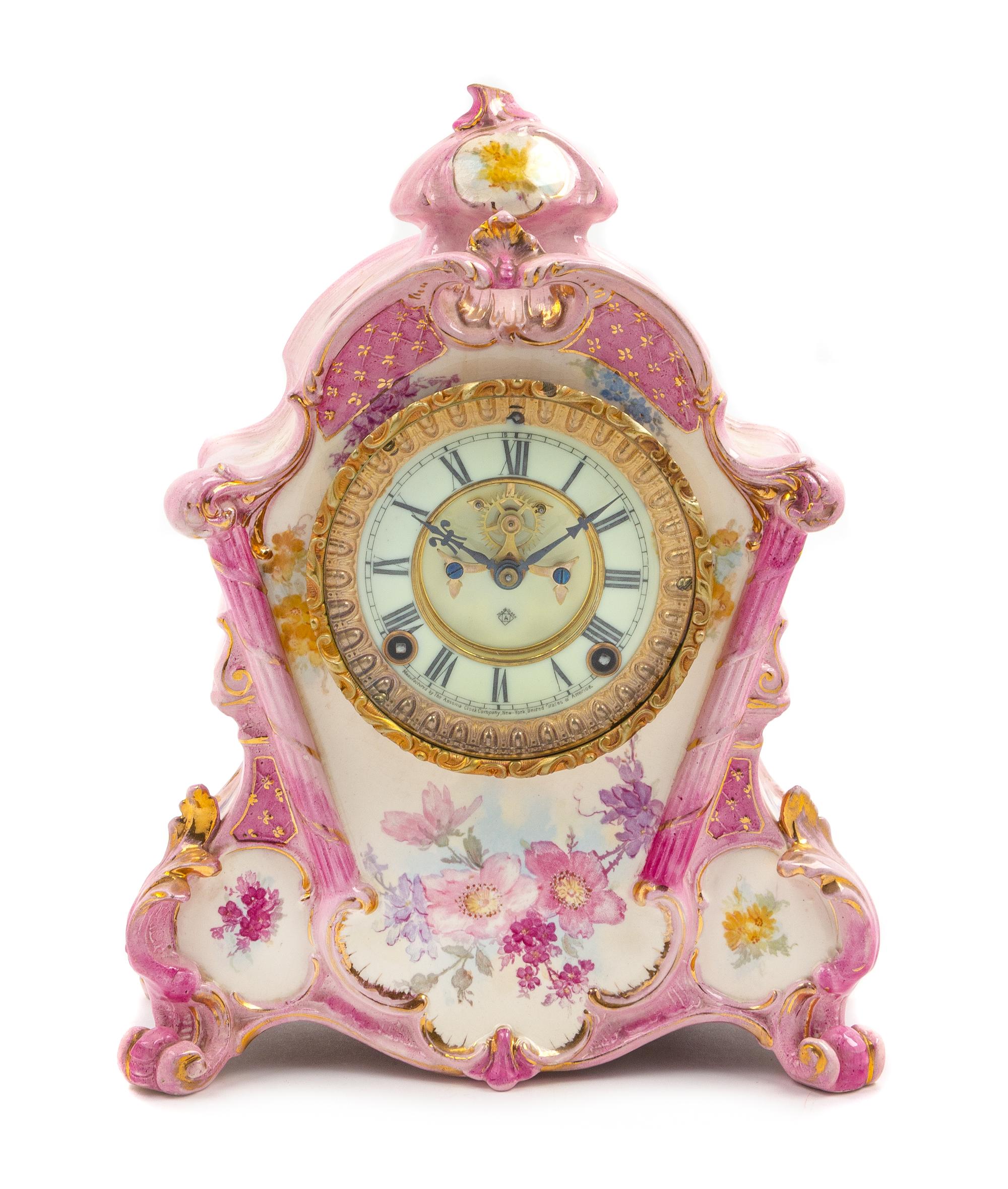 A Royal Bonn Porcelain Mantel Clock