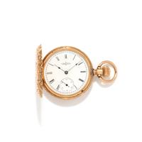 ELGIN, 14K YELLOW GOLD HUNTER CASE POCKET WATCH