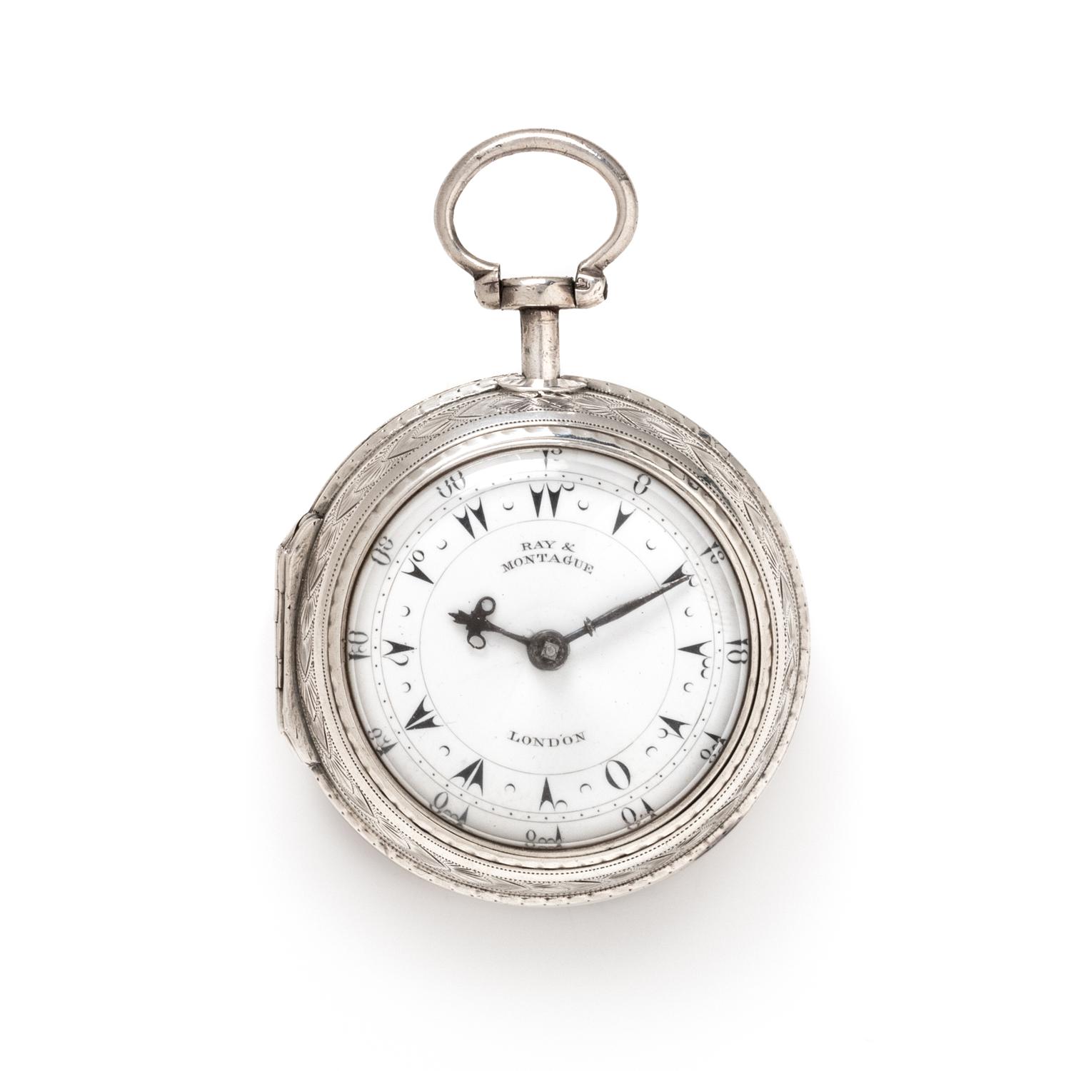 BRITISH, STERLING SILVER OPEN FACE POCKET WATCH