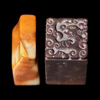 Two Chinese Carved Stone Seals — ‘巨來’款石印兩枚