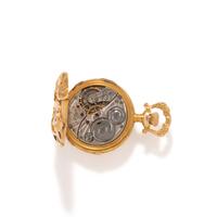 ART NOUVEAU, ELGIN, 14K YELLOW GOLD AND DIAMOND POCKET WATCH