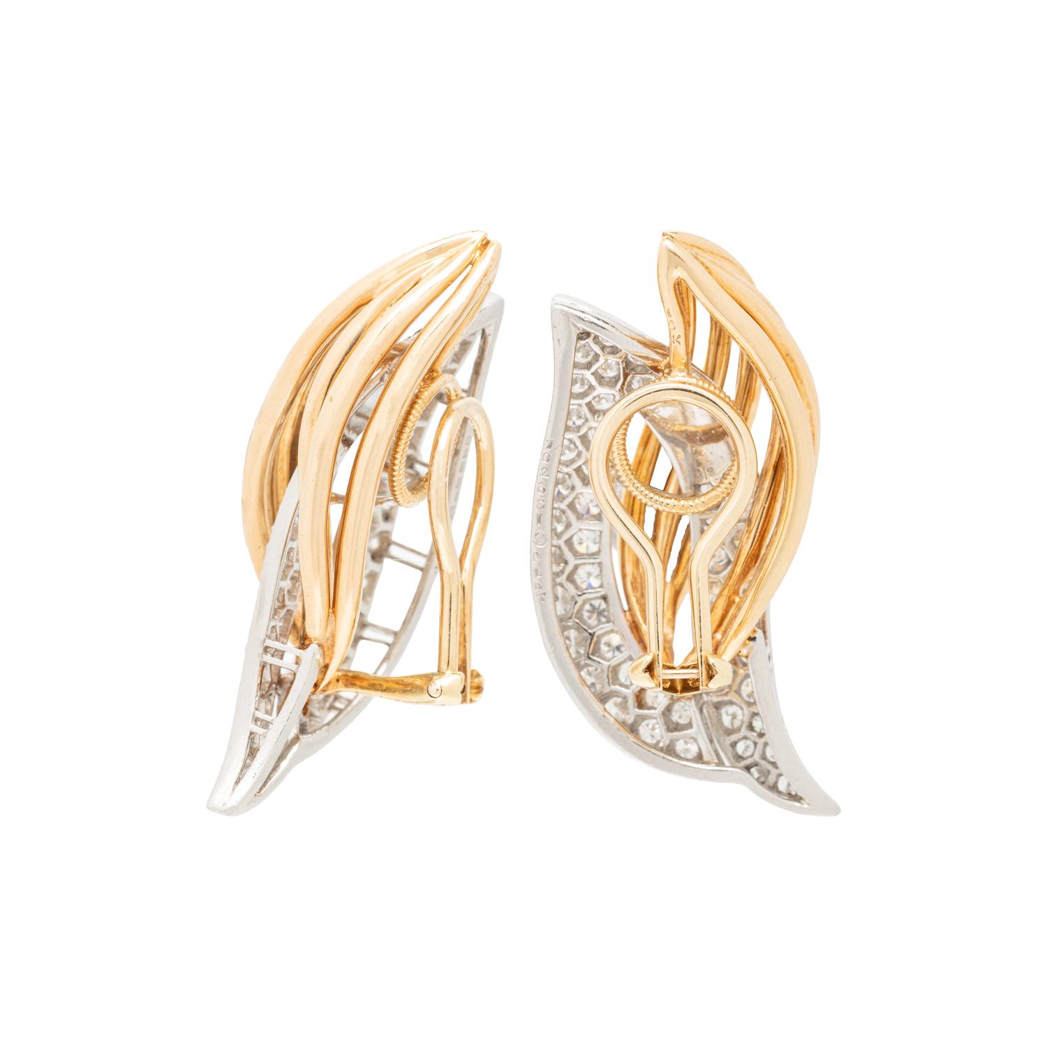 OSCAR HEYMAN, DIAMOND CLIP EARRINGS