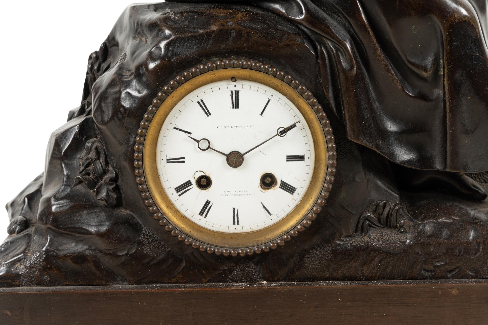 A Louis Philippe Bronze Figural Mantel Clock