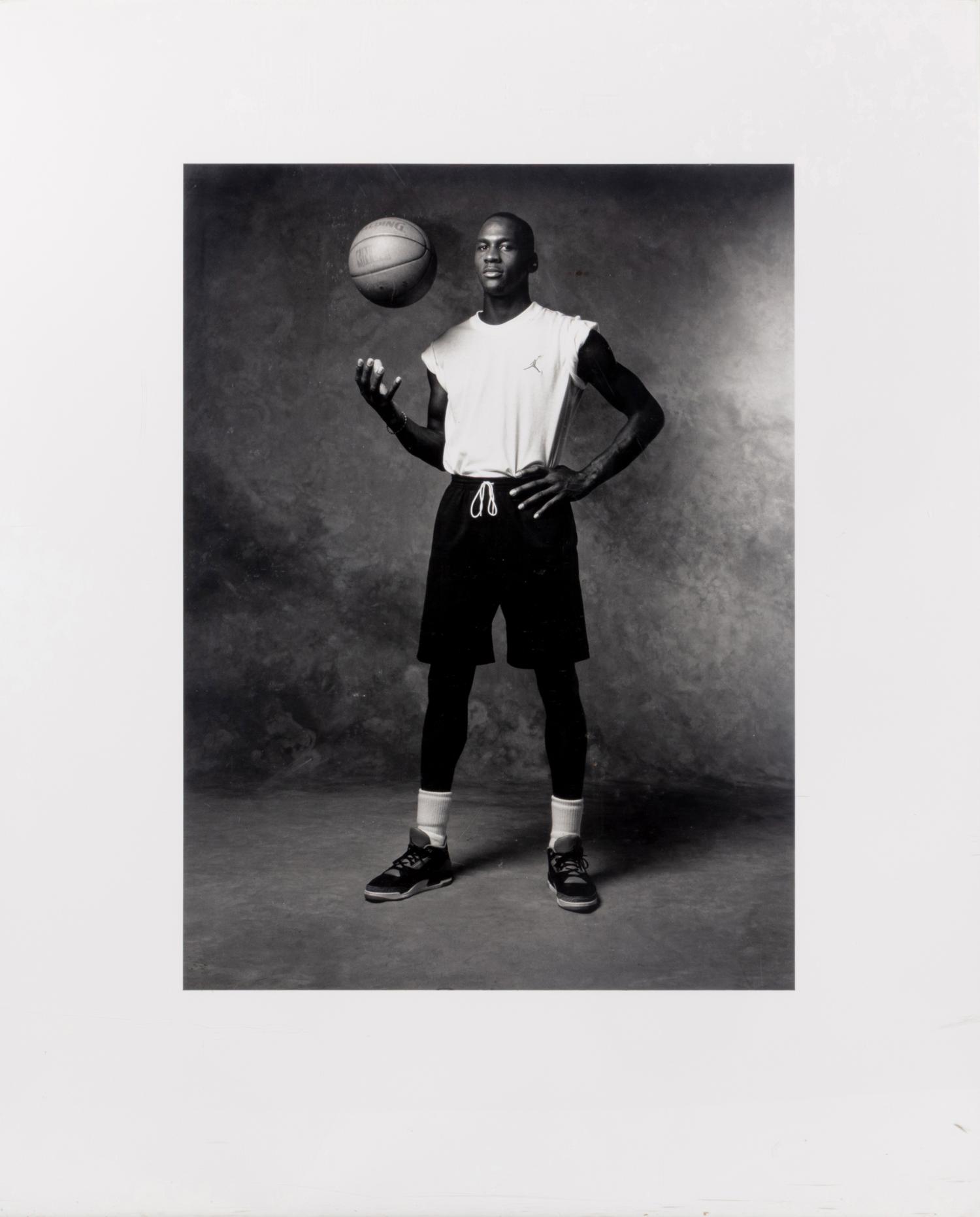 An Important Michael Jordan Nike Air Jordan III Type I Jean Moss Original Large 30 x 40 (48.75 x 59.75 Overall) Photograph Print (Moss Family Letter) — Original Image Used For Groundbreaking "The Best On Earth" Marketing Campaign – The Birth of Jumpman Logo
