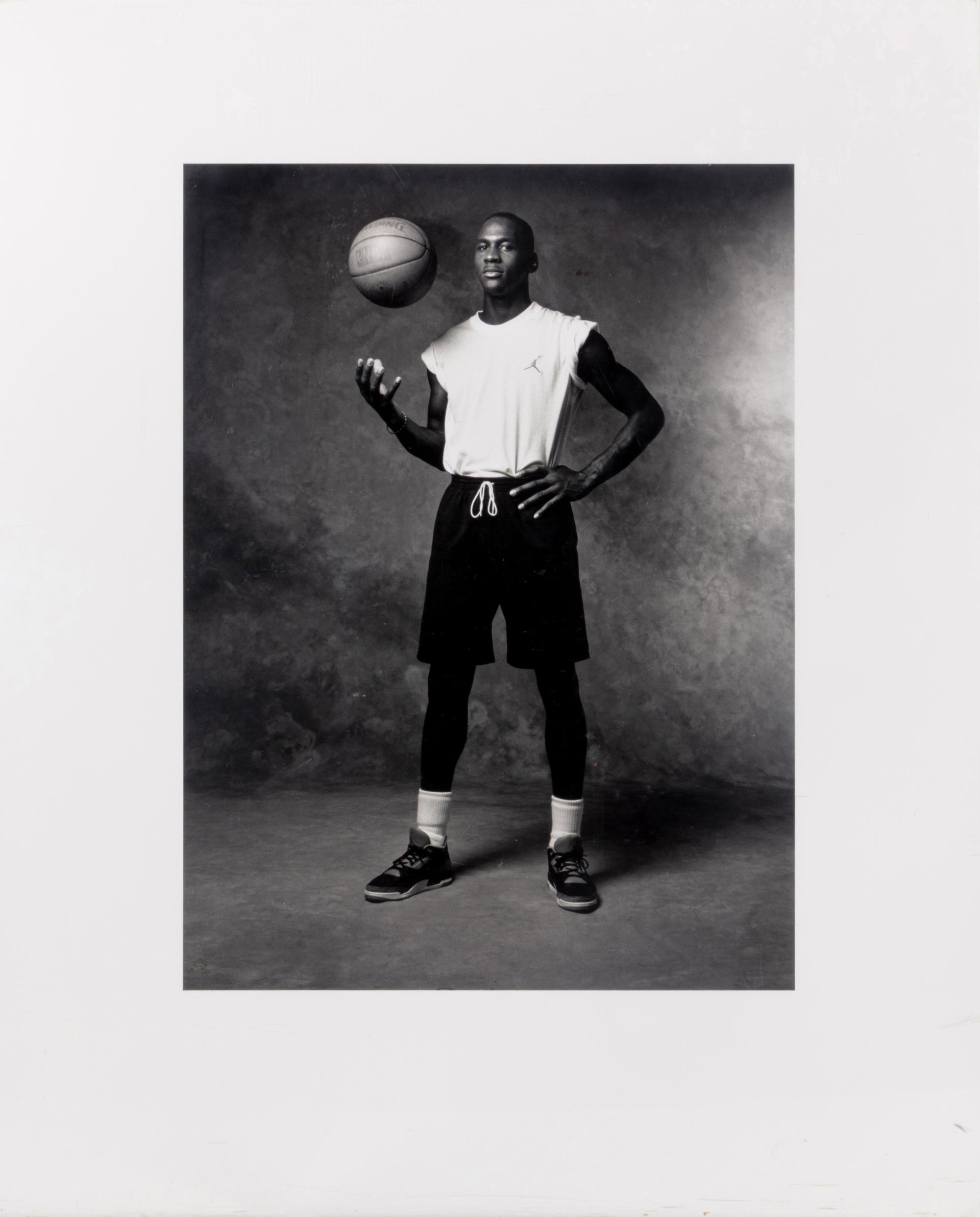 An Important Michael Jordan Nike Air Jordan III Type I Jean Moss Original Large 30 x 40 (48.75 x 59.75 Overall) Photograph Print (Moss Family Letter) — Original Image Used For Groundbreaking "The Best On Earth" Marketing Campaign – The Birth of Jumpman Logo