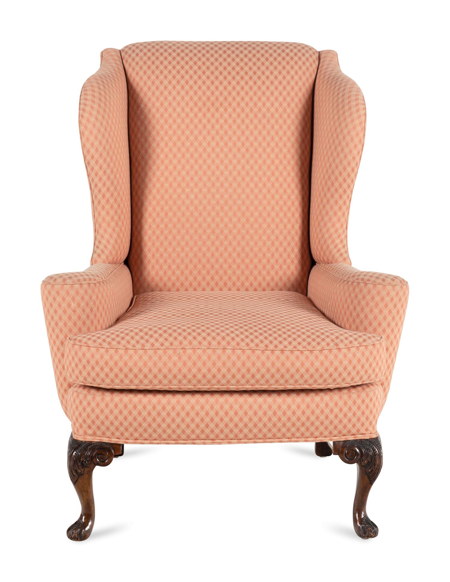 A George II Style Walnut Wingback Armchair