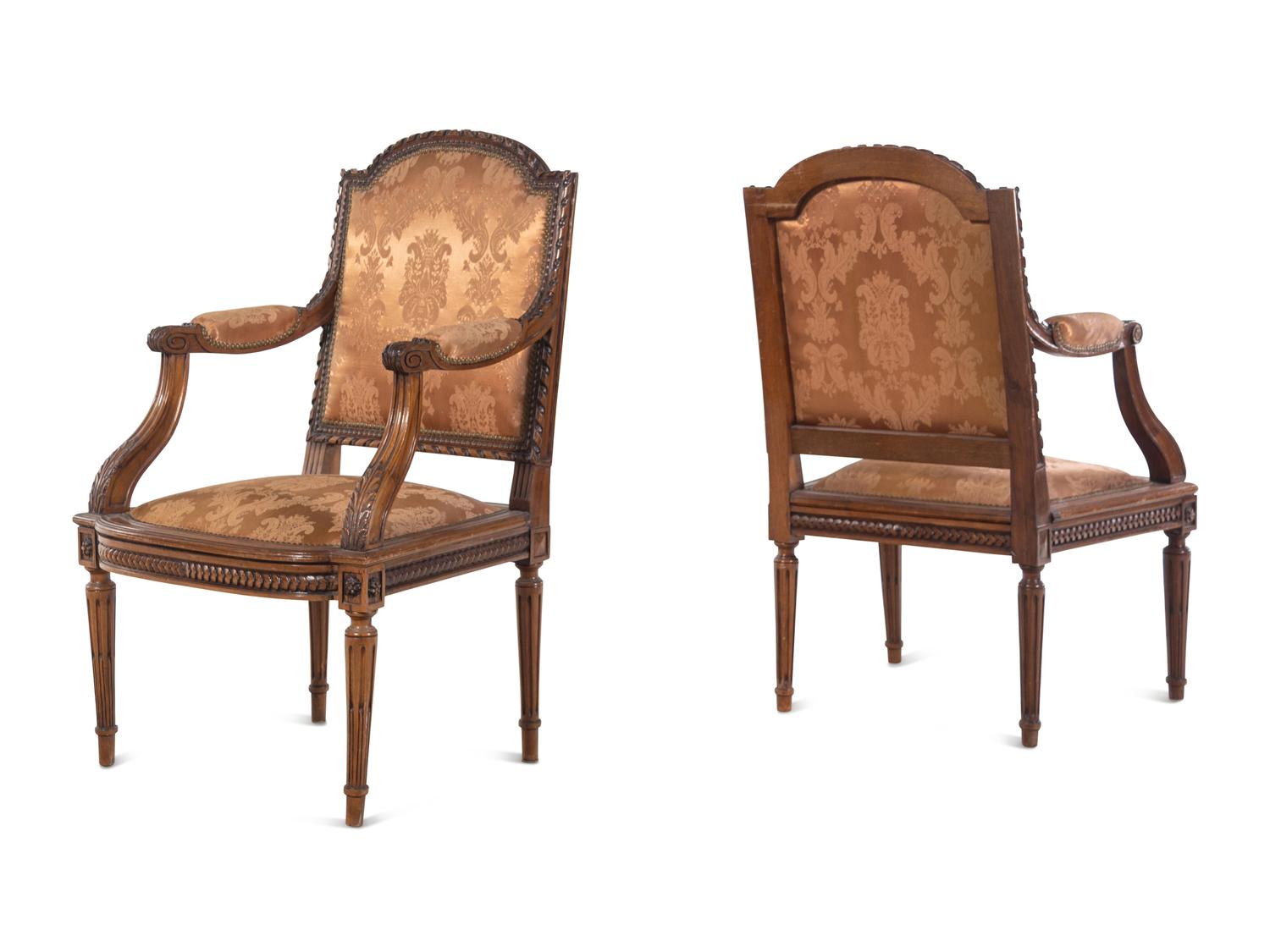 A Louis XVI Style Walnut Seating Suite