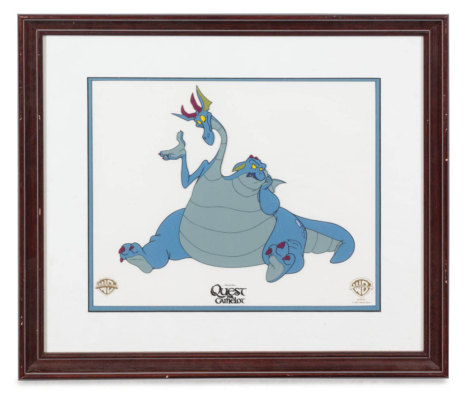 Two Warner Brothers Quest for Camelot Animation Cels Each 15 3/4 x 17 3/4 inches overall.