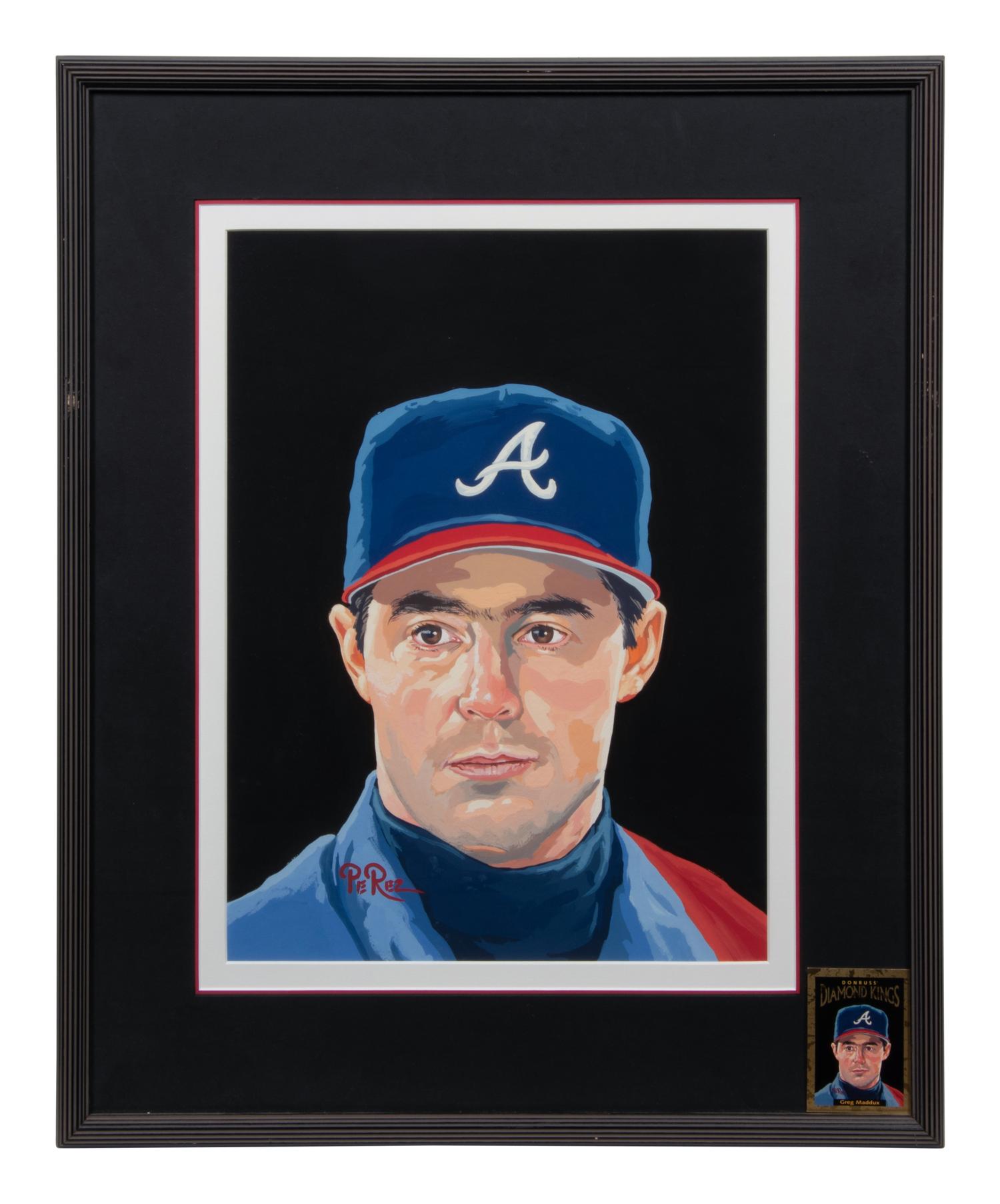 A 1996 Dick Perez Original Greg Maddux Donruss Diamond Kings Artwork,