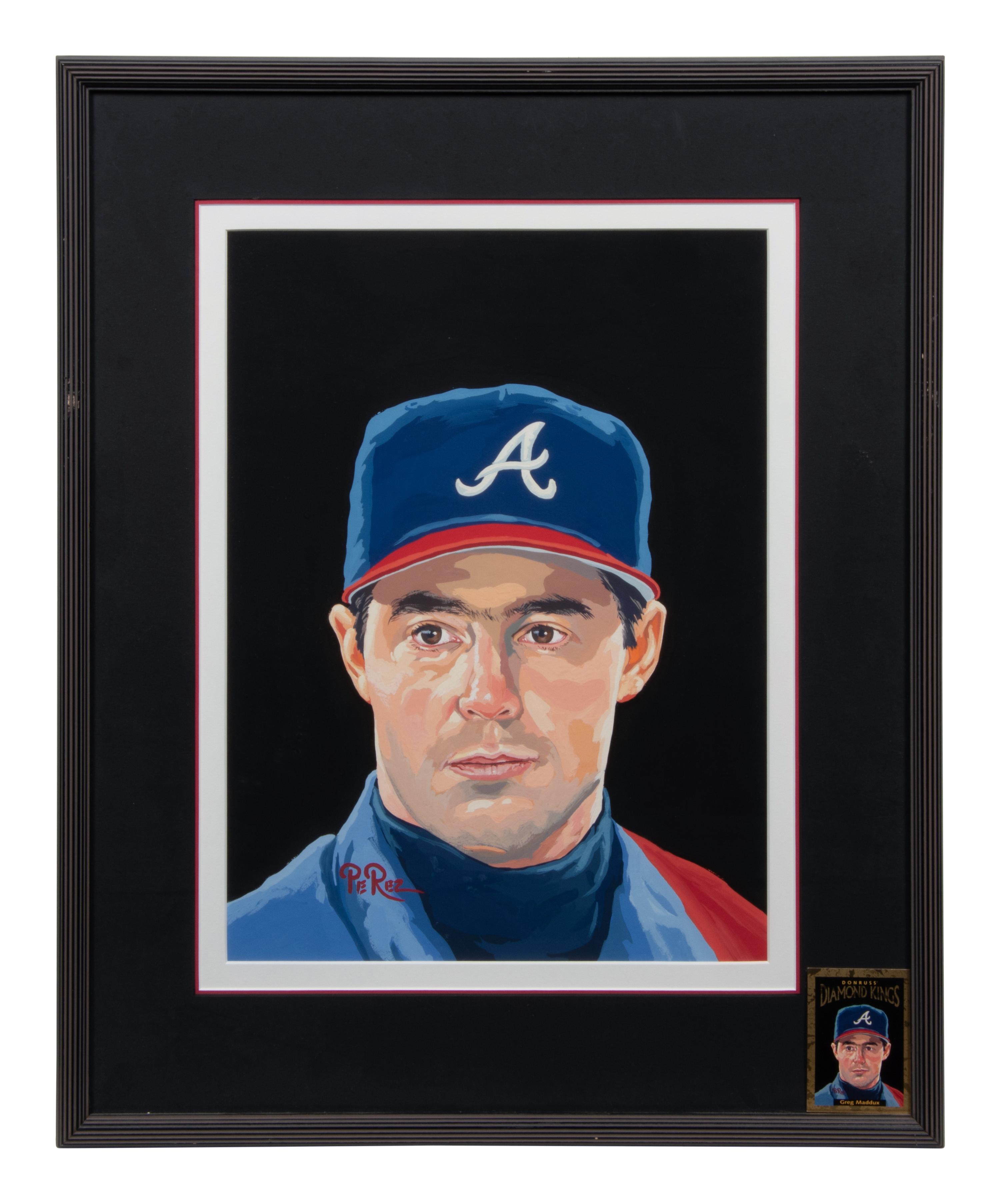 A 1996 Dick Perez Original Greg Maddux Donruss Diamond Kings Artwork,